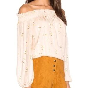 Wayf | Pink Bouquet Floral Off-Shoulder Blouse | Sz M